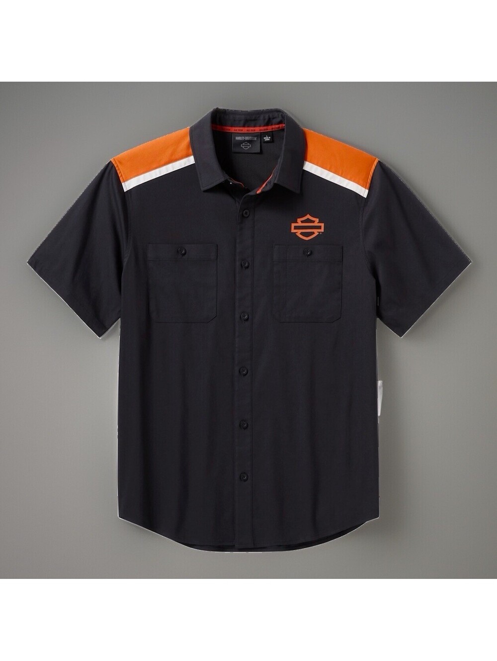 NEW MEN'S HD TECH COOLMAX COLOR BLOCKED SHIRT - COLORBLOCKED ORANGE BLACK 2XL